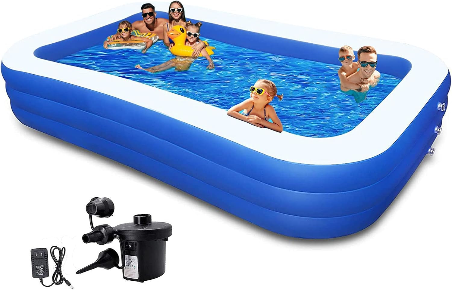 10Ft Kiddie Pool Inflatable Swimming Pool above Ground Pool with Pump 120"X72"X22" Full-Sized Large Inflatable Big Pool - Baby Pool Kiddie Pool Kids Pool Toys Swimming Pool for Kid