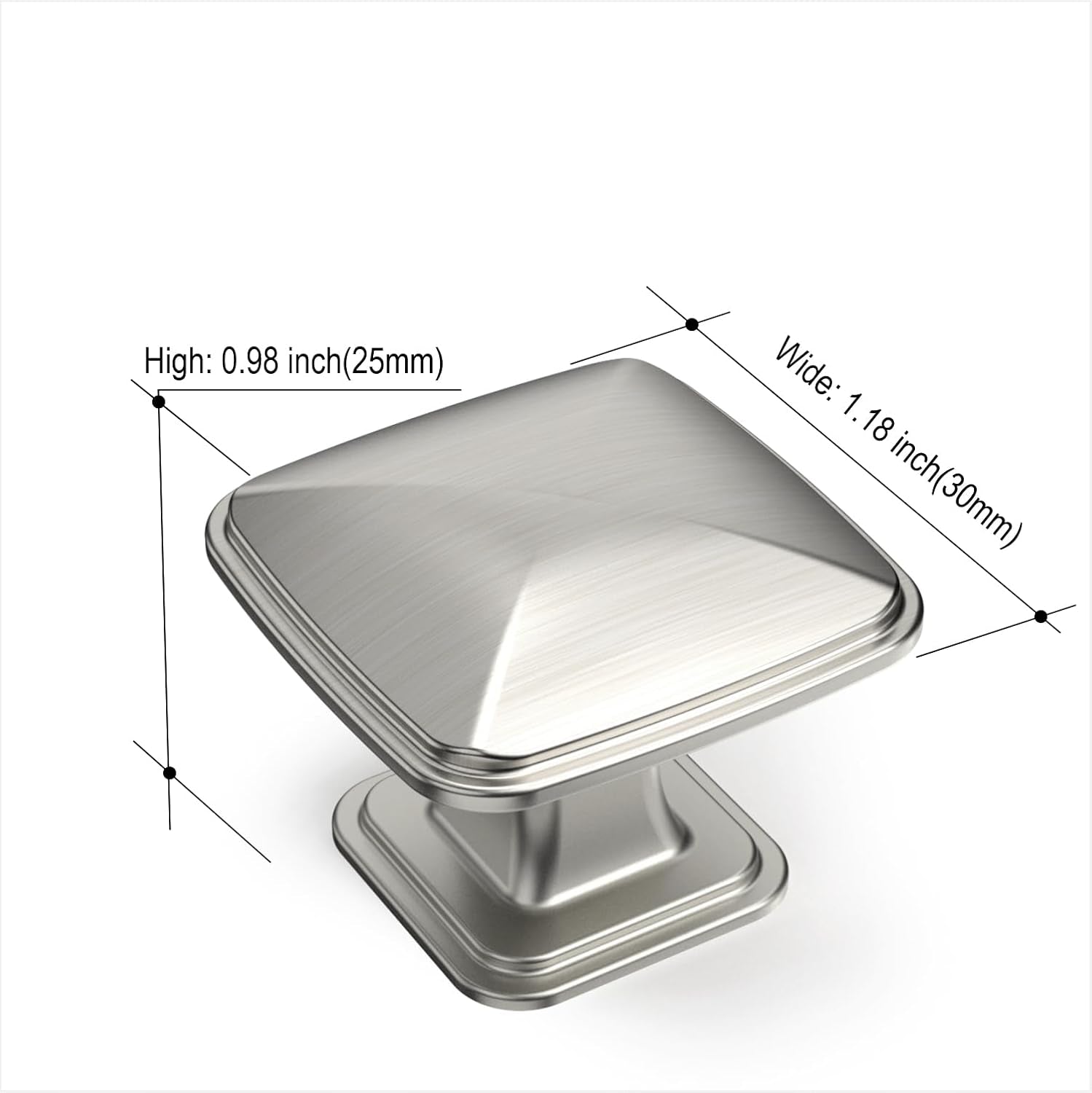 10 Pack 1-1/4Inch Shiny Brushed Satin Nickel Cupboard Drawer Knobs Kitchen Cabinet Knobs Single Hole Cabinet Handles K0003BSN