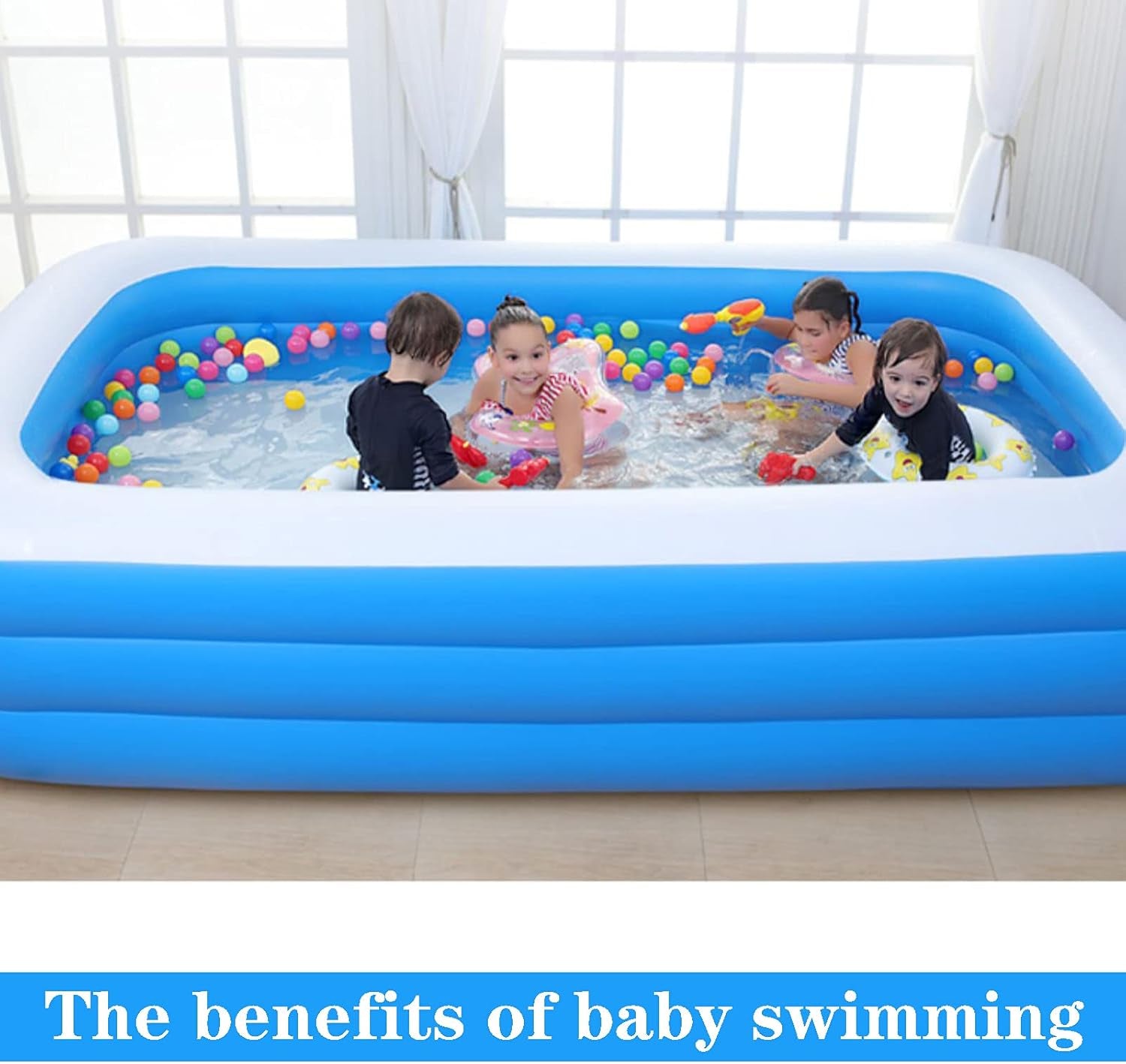 10Ft Kiddie Pool Inflatable Swimming Pool above Ground Pool with Pump 120"X72"X22" Full-Sized Large Inflatable Big Pool - Baby Pool Kiddie Pool Kids Pool Toys Swimming Pool for Kid