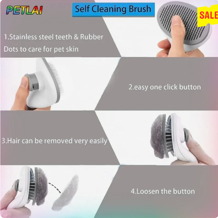 Self-Cleaning pet hair remover brush